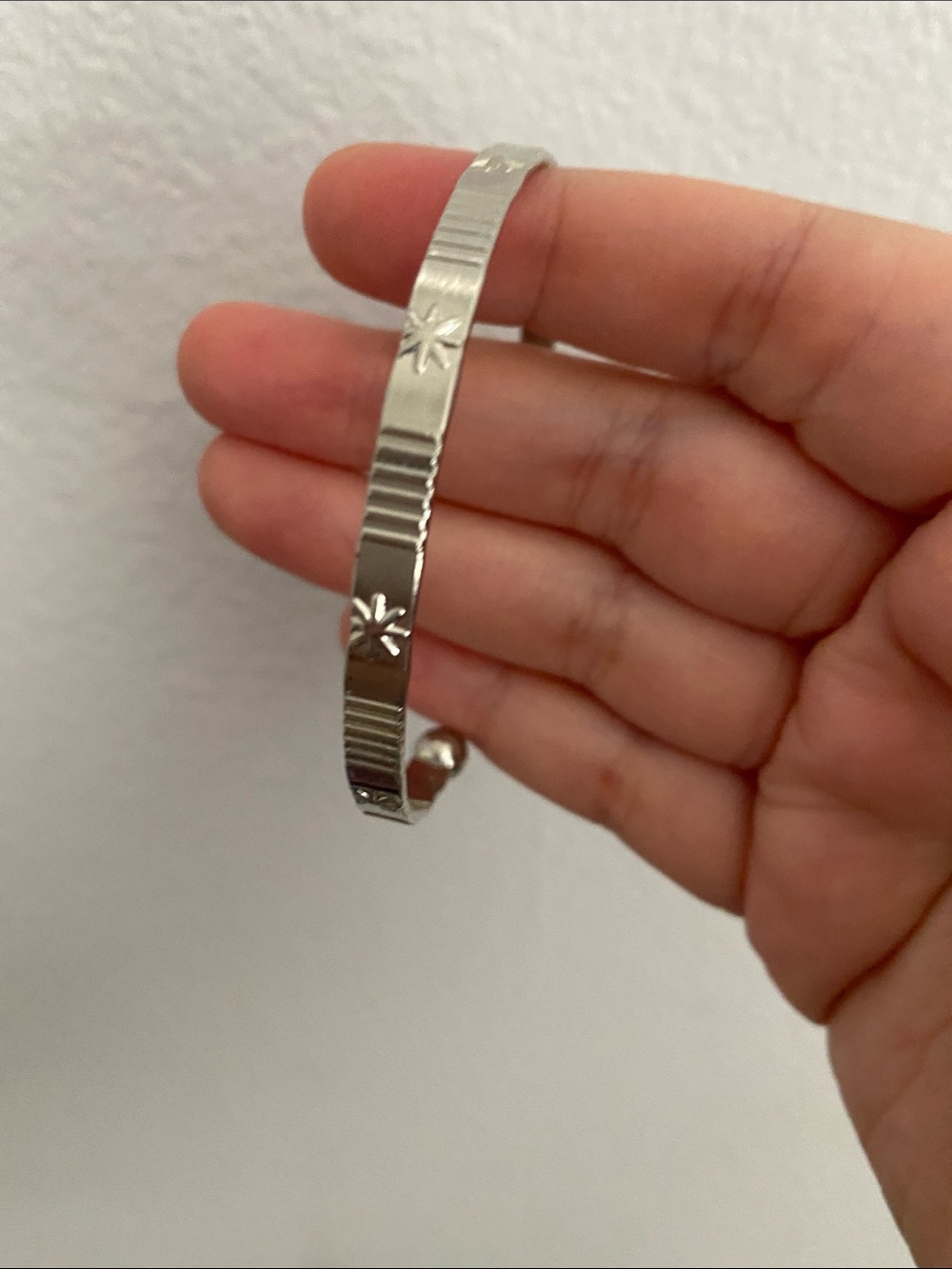 Silver Floral Engraved Cuff Bracelet
